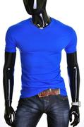 Koszulki męskie - Męska koszulka t-shirt v-neck - indigo - Risardi - miniaturka - grafika 1