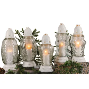 Znicz szklany 100 g wys.28 cm mix - Lampiony i znicze - miniaturka - grafika 1