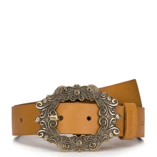 Damski pasek skórzany z fantazyjną klamrą karmelowy - Wittchen - Paski - miniaturka - grafika 1