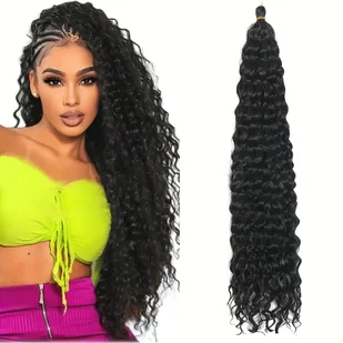 TEMU Rozszerzenia do haftu falowego o długości 20 cali/50.8 cm do tkwiczenia głęboko falujących włosów syntetycznych, Crochet Hair dla kobiet, - Pozostałe akcesoria fryzjerskie - miniaturka - grafika 1