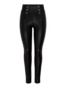 ONLY Women's ONLSTAR HW BUT Faux Leather PNT legginsy, czarne, XS/32, czarny, (XS) W / 32L - Legginsy - miniaturka - grafika 1