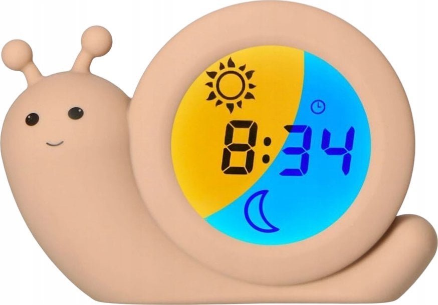 Alecto Baby Simon Snail sleep rhythm learning alarm clock, Taupe