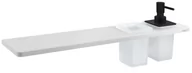 Półki łazienkowe - Sapho Abeline - Półka z dozownikiem i szklankami, długość 50 cm, biało-czarny mat AE502-0101-03 - miniaturka - grafika 1