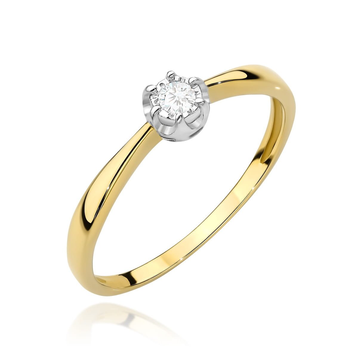 Złoty pierścionek Diament 0,06ct żółte złoto pr. 585