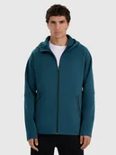 Bluzy męskie - 4F Bluza dresowa rozpinana z kapturem męska - granatowa L - miniaturka - grafika 1