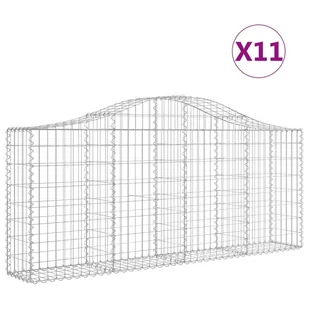 VIDAXL Kosze gabionowe, 11 szt, 200x30x80/100 cm, galwanizowane żelazo - Ogrodzenia - miniaturka - grafika 3