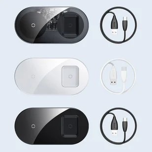 Baseus Simple 2w1 ładowarka bezprzewodowa Qi do telefonu i słuchawek AirPods 15W czarno-przezroczysty (WXJK-A01) hurtel-54063-0 - Ładowarki do telefonów - miniaturka - grafika 45