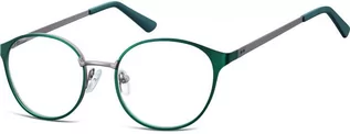 Okulary korekcyjne, oprawki, szkła - Sunoptic Oprawki okularowe kocie oczy damskie stalowe 941D zielono-grafitowe - grafika 1
