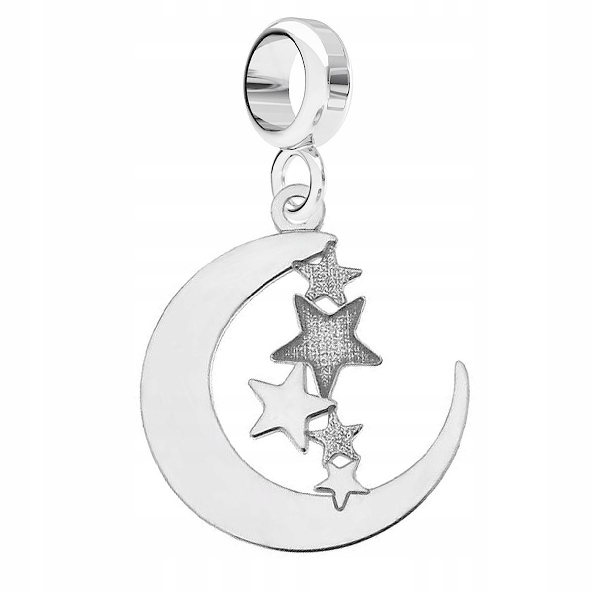 Charms Srebrny Księżyc z Gwiazdkami Kosmos Gwiazdy Niebo Noc SREBRO 925