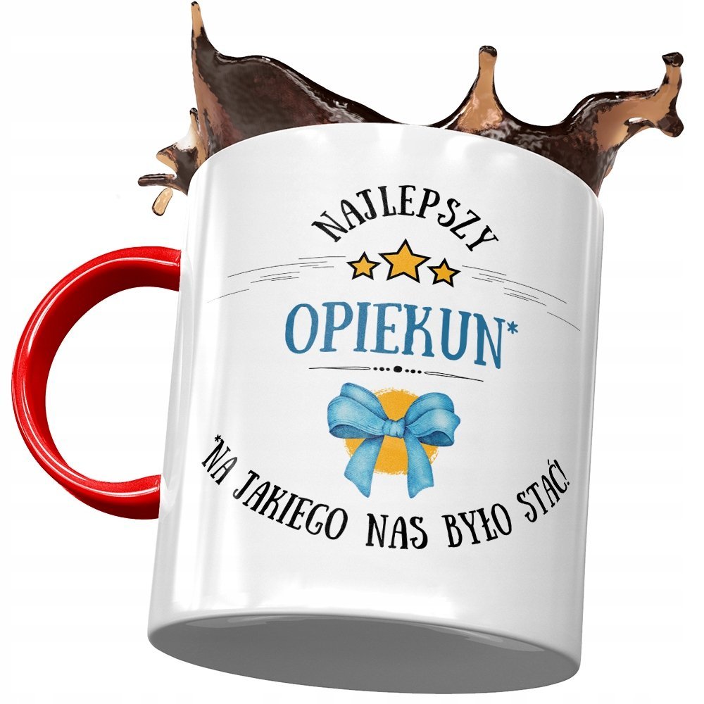 Kubek Czerwony Dla Opiekuna Najlepszy Opiekun z Nadrukiem ze Zdjęciem + Opakowanie na prezent (wzór 01)