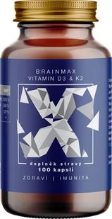 BrainMax Witamina D3 i K2, D3 5000 IU / K2 jako MK7 150 mcg, 100 kapsułek - Witaminy i minerały BrainMax Witamina D3 i K2, D3 5000 IU / K2 jako MK7 150 mcg, 100 kapsułek - Witaminy i minerały - miniaturka - grafika 1