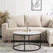 Ławy i stoliki kawowe - Stolik Kawowy CONNY MAX 80 cm Biały Marmur/Czarny Nowoczesny Glamour - miniaturka - grafika 1