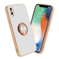 Etui i futerały do telefonów - Pokrowiec Do Apple iPhone XS MAX Etui w Glossy Biały - Złoto magnetycznym Obudowa Case Cover Ochronny Cadorabo - miniaturka - grafika 1