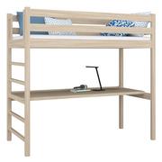 Łóżka - Drewniane łóżko na antresoli z biurkiem N01 dąb bielony 90x200 - miniaturka - grafika 1