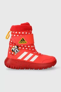 Buty dla dziewczynek - adidas śniegowce dziecięce Winterplay Minnie C kolor czerwony - grafika 1