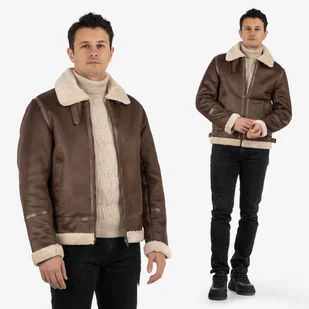 Kurtka Męska Kożuch Z Kołnierzykiem Pilotka Ocieplana Brązowa WS-8901-1 S - Kurtki męskie Kurtka Męska Kożuch Z Kołnierzykiem Pilotka Ocieplana Brązowa WS-8901-1 S - Kurtki męskie - miniaturka - grafika 1