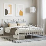 Łóżka - Metalowa rama łóżka z wezgłowiem i zanóżkiem, biała, 140x200 cm Lumarko! - miniaturka - grafika 1