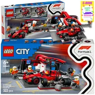 Klocki - LEGO CITY FORMUŁA 1 Pit stop i mechanicy z bolidem Ferrari KLOCKI PREZENT 60443 + EBOOK - miniaturka - grafika 1