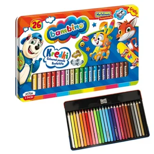 Bambino Kredki Ołówkowe Szkolne 26 Kolorów W Metalowym Pudełku + Temperówka - Szkolne artykuły papiernicze - miniaturka - grafika 1