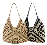 Torebki damskie - TOREBKA NA LATO PLECIONA raffia KOSZYK NA PLAŻĘ PLAŻOWA MIEJSKA zapinana - miniaturka - grafika 1