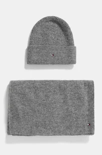 Tommy Hilfiger czapka i szalik z domieszką wełny kolor szary AW0AW17124 - Czapki damskie - miniaturka - grafika 1