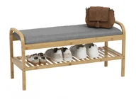 Szafki na buty - Półka na buty z pufą bambusowa Cosy beż - miniaturka - grafika 1