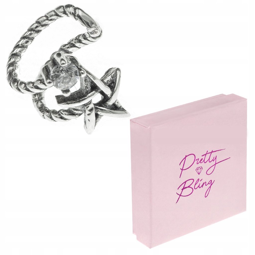 Nausznica kolczyk SREBRO 925 zaciskana GWIAZDKA