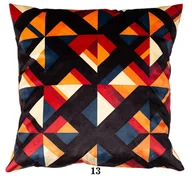 Poszewki na poduszki - Poszewka 40x40 Druk Geometryczna pomarańczowa kolorowa welurowa Faro - miniaturka - grafika 1