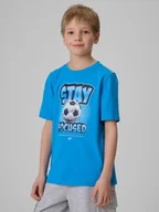 Koszulki dla chłopców - 4F T-shirt regular z nadrukiem chłopięcy - niebieski 164 (13-14 lat) - miniaturka - grafika 1