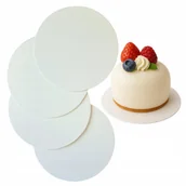 Dodatki do ciast w proszku - Podkład pod tort okrągły biały 14 cm podkładka pod ciasto sztywny 4 sztuki - miniaturka - grafika 1