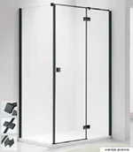 Kabiny prysznicowe - Askopol AKSI BLACK PLUS 100x80 kabina prostokątna narożna prawa z powłoką ASKOCLEAN - miniaturka - grafika 1