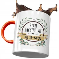 Kubki - Kubek Pomarańczowy na Urodziny 16 16ste 16-ste z Nadrukiem ze Zdjęciem + Opakowanie na prezent (wzór 01) - miniaturka - grafika 1