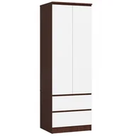 Szafy - Szafa AKORD S60 Wenge 60 cm - 2 drzwi, 2 szuflady, fronty kolor Biały, mat, 1 półka - 60x51x180 cm - miniaturka - grafika 1