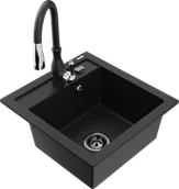 Zlewozmywaki z baterią - Mexen Vito zlewozmywak granitowy 1-komorowy z baterią kuchenną Savita, czarny - 6503-77-672601-70-B - miniaturka - grafika 1