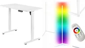 Biurka gamingowe - Biurko Mozos Biurko Mozos ED PRO WH Białe 120 cmx60 cm + Lampa podłogowa narożna LC-RGB LED biała - miniaturka - grafika 1