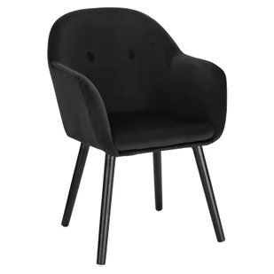 Bukkitbow - krzesło do jadalni z lnu lub aksamitu - z solidnymi drewnianymi nogami - ergonomiczne i wszechstronne - wysokość siedziska: 45 cm - czarne (aksamit) - Krzesła - miniaturka - grafika 1