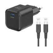 Ładowarki do telefonów - Ładowarka sieciowa Swissten GAN 1x USB-C 35W PD + Datový kabel USB-C/USB-C 1,2 M (22070230) Czarna - miniaturka - grafika 1