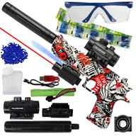 Zabawki militarne - Wyrzutnia AUTOMAT Elektryczny z Tłumikiem Na Kulki WODNE Laser Okulary Aku. - miniaturka - grafika 1