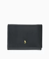 Portfele - PUCCINI Klasyczny skórzany czarny portfel damski z kieszenią zamykaną na bigiel - miniaturka - grafika 1