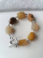 Bransoletki - BRANSOLETKA ŻÓŁTY AGAT BRYŁA KAMIEŃ OZDOBNE SUPER ZAPIĘCIE SKOBEL SERCE - miniaturka - grafika 1