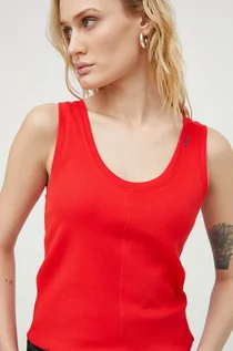 Koszulki sportowe damskie - G-Star Raw top bawełniany kolor czerwony - grafika 1
