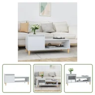 Ławy i stoliki kawowe - The Living Store stolik kawowy biały wysoki połysk 100x50x45 cm materiał drewnopochodny - miniaturka - grafika 1