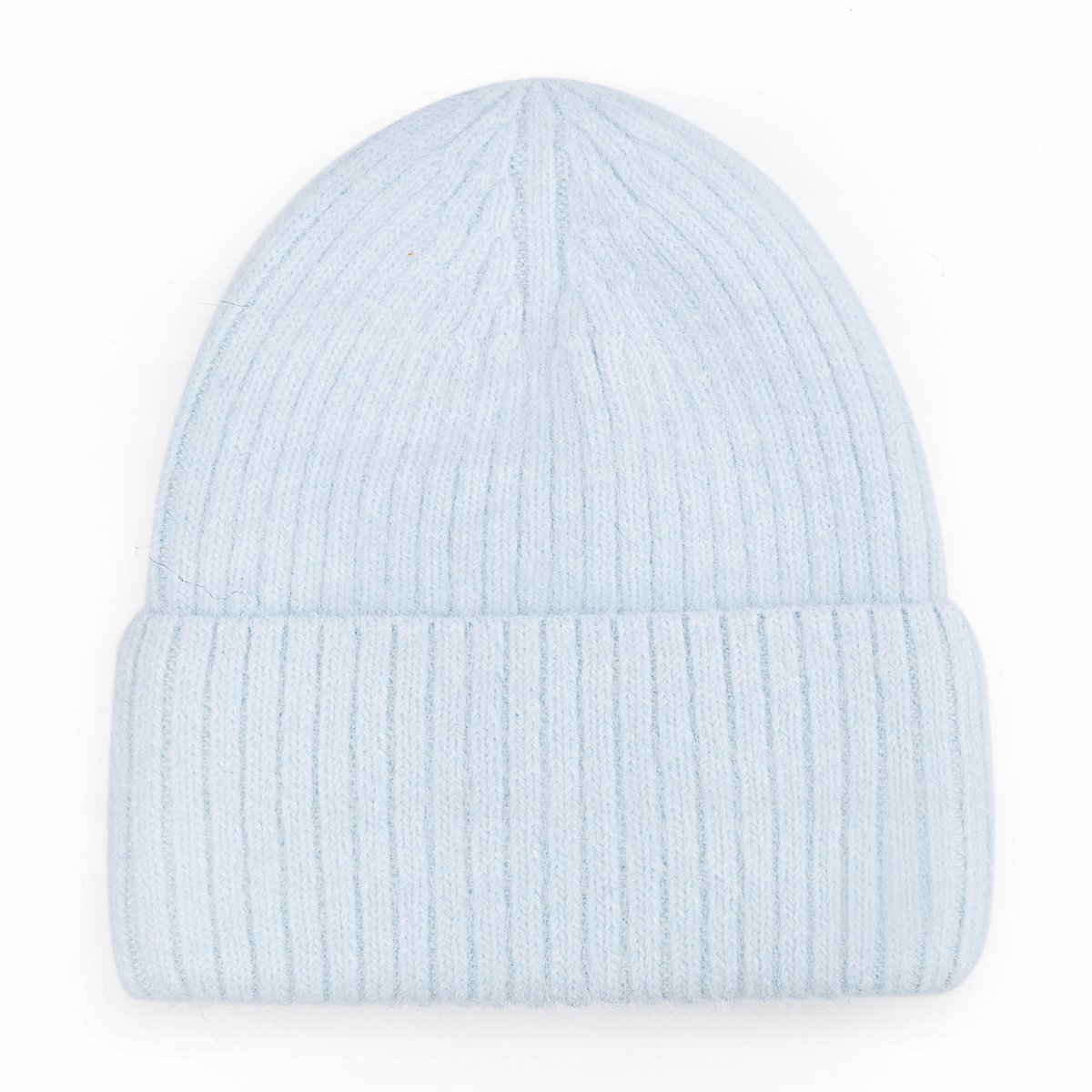 Damska Elegancka Czapka Wełniana Wełna Zimowa Na Zimę 60% Angora Niebieska