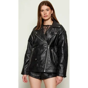 One Teaspoon Skórzana ramoneska BIKER BOYFRIEND Oversize fit - Kurtki damskie One Teaspoon Skórzana ramoneska BIKER BOYFRIEND Oversize fit - Kurtki damskie - miniaturka - grafika 1