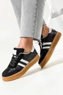 Sneakersy damskie - Czarne sneakersy damskie buty sportowe na platformie sznurowane Casu 77617-1-38 - miniaturka - grafika 1