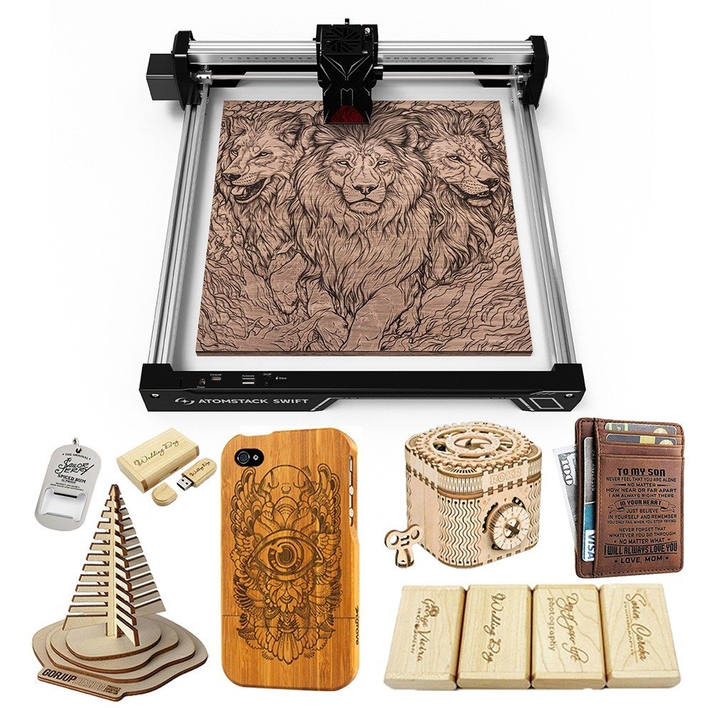 ATOMSTACK Swift 12W Laser Engraver 10000mm/min Speed 0 1mm Precision 0 08x0 04mm Laser Spot 300x300mm Working Area Accesso