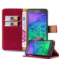 Etui i futerały do telefonów - Samsung Etui Galaxy Alpha firmy cadorabo pokrowiec osłona Luxury wzornictwo z zapięciem na magnes funkcja stojaka i-przegródką na Case Cover osłona etui torebka z klapką Book Style, czerwone wino DE-107495 - miniaturka - grafika 1