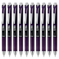 Długopisy - Pentel BL77A2-KA EnerGel żelowe pióro kulkowe z mechanizmem dociskowym, średnica kulki 0,7 mm = grubość linii 0,35 mm, do wielokrotnego napełniania, 10 sztuk, bordowo-czarne - miniaturka - grafika 1