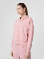 Bluzy sportowe damskie - Damska bluza dresowa rozpinana z kapturem 4F BLDF200 - miniaturka - grafika 1