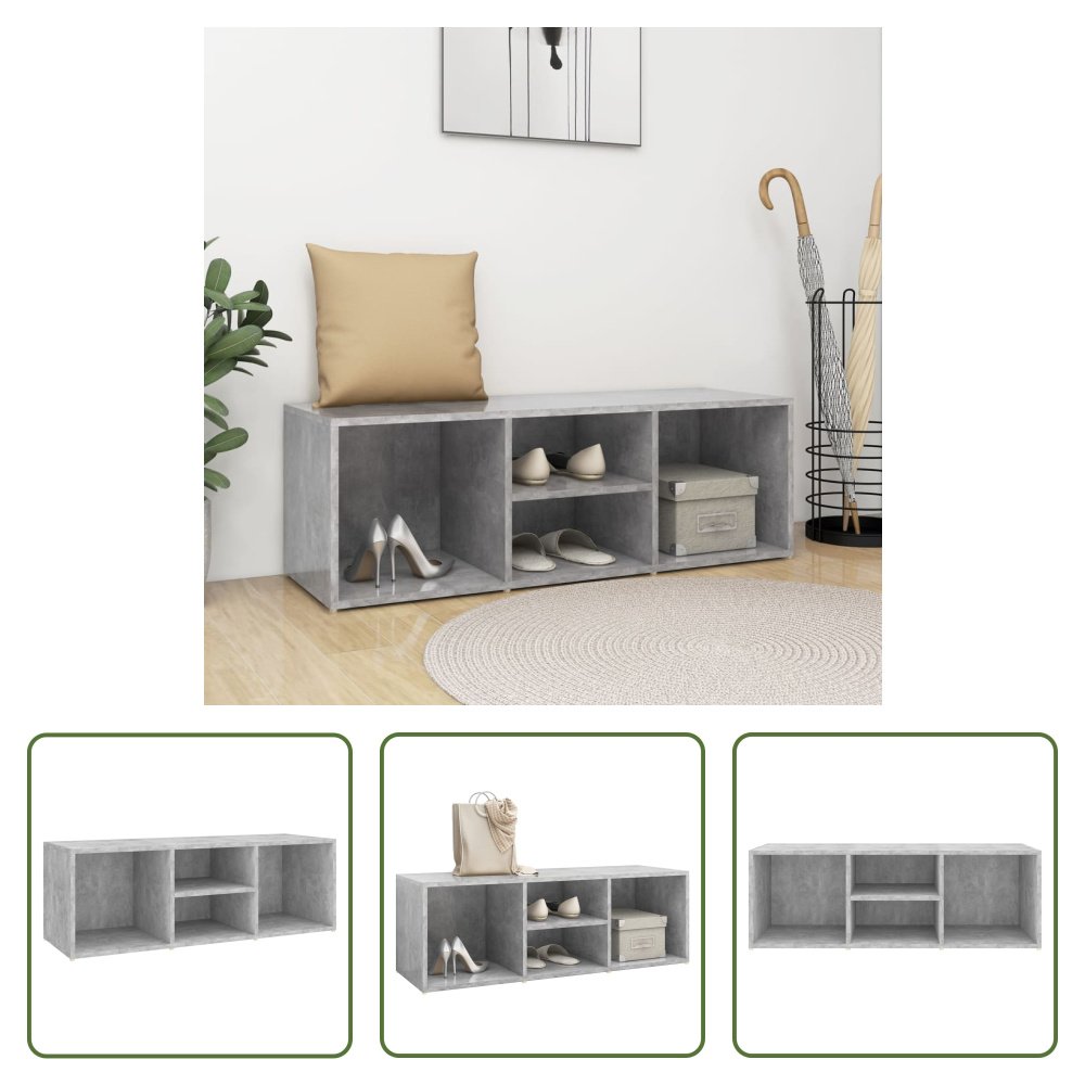 The Living Store Ławka na buty betonowa szara 105x35x35 cm Materiał drewnopochodny